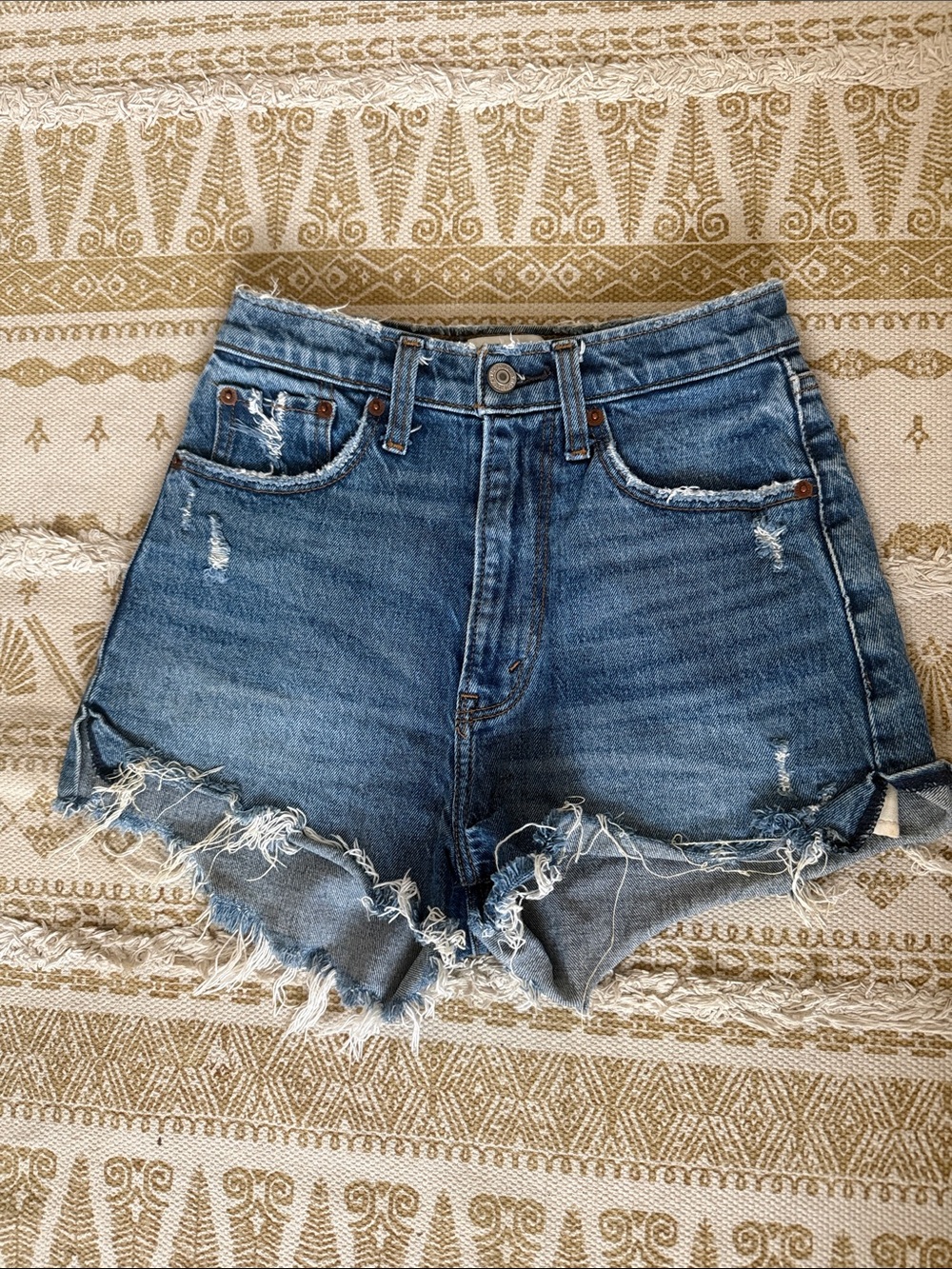 Abercrombie & Fitch Distressed Blue Denim Cutoff Shorts